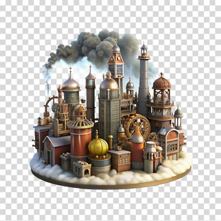 PSD la ciudad de las nubes steampunk