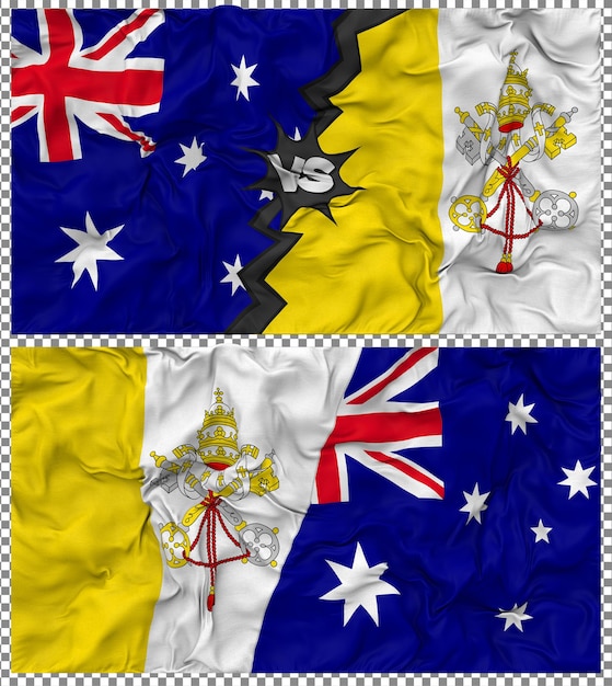 Ciudad del Vaticano contra Australia Media bandera combinada con textura en 3D