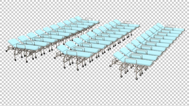 Civière médicale pour virus épidémique sur fond transparent illustration de rendu 3d