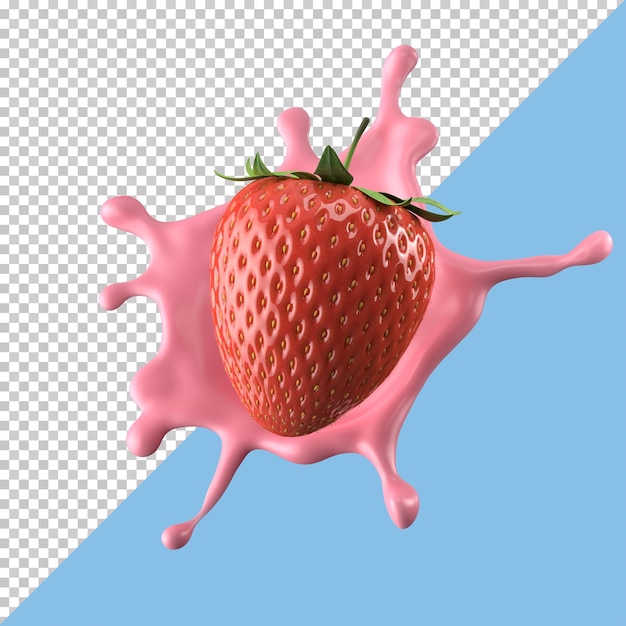 Éclaboussure de lait aux fraises liquide pack isolé ou éclaboussures de yogourt Inclure un tracé de détourage illustration 3d