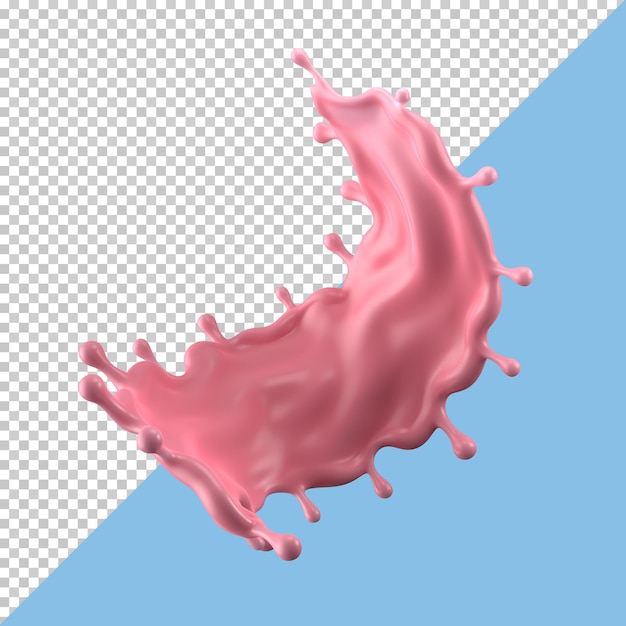 Éclaboussure de lait aux fraises liquide pack isolé ou éclaboussures de yogourt Inclure un tracé de détourage illustration 3d