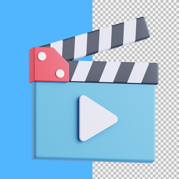 clapperboard en rendu 3D pour la présentation graphique d'actifs sur le web ou d'autres