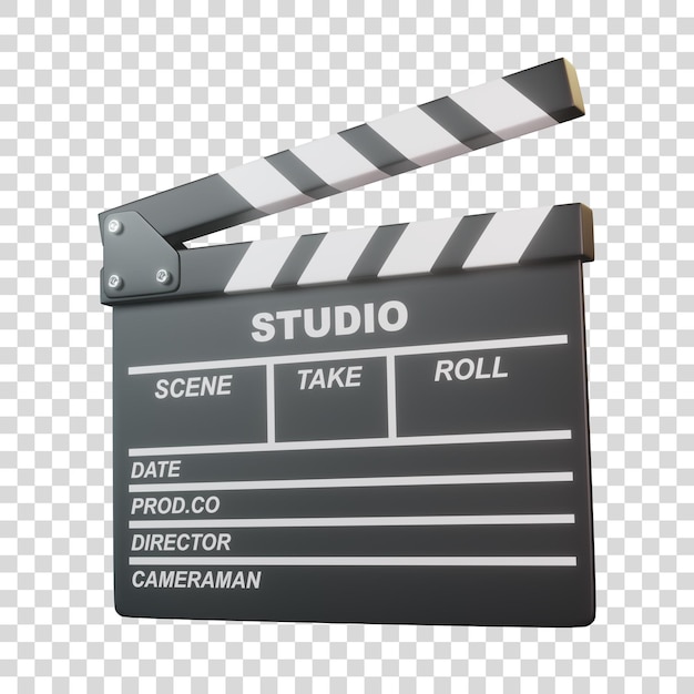 Claqueta aislada sobre fondo blanco Concepto de entretenimiento de películas de cine Ilustración de renderizado 3D