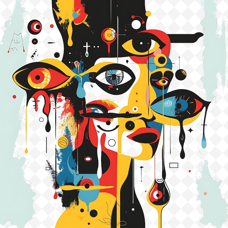 PSD clarividentes vendo visões design é abstrato e expressio flat ilustração festival tema arte