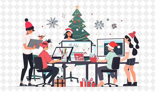 Clase de animación navideña con personajes aprendiendo a crear ilustraciones Diseño artístico navideño