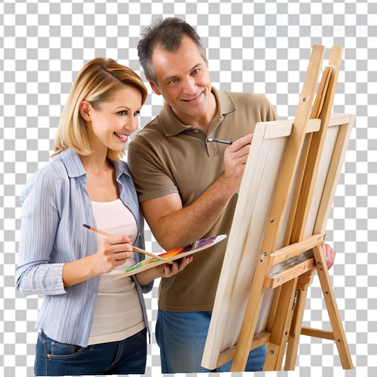 PSD clase de arte de la pareja en un fondo transparente