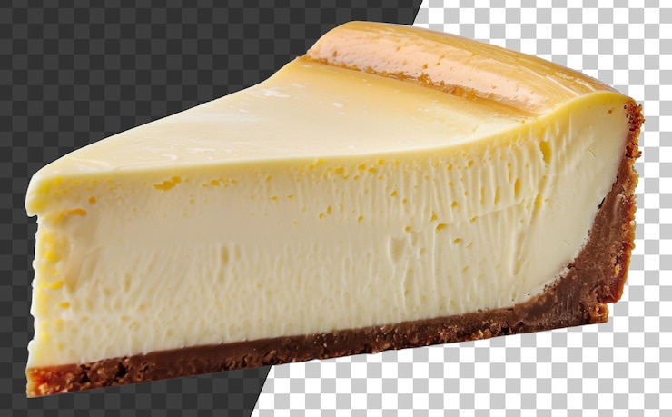 PSD clásica rebanada de pastel de queso cremoso en fondo transparente png