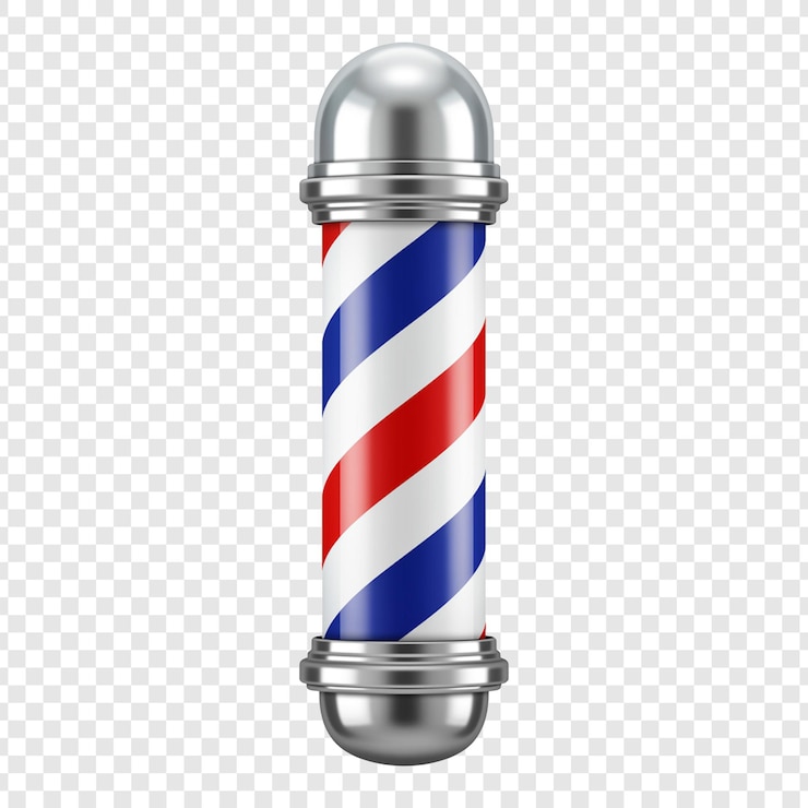 PSD el clásico poste de barbero sobre un fondo transparente