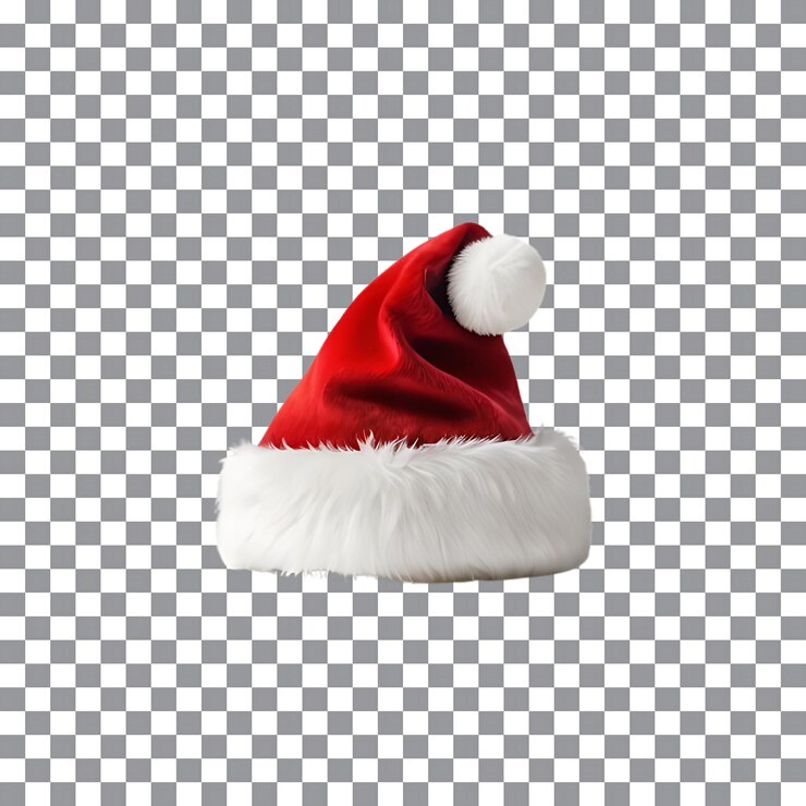 PSD el clásico sombrero de papá noel rojo en un fondo transparente