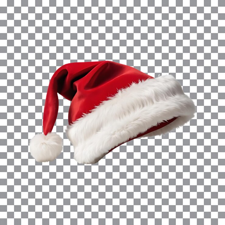 PSD el clásico sombrero de papá noel rojo en un fondo transparente