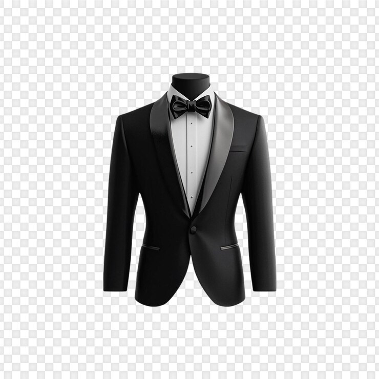 PSD el clásico traje de tuxedo negro aislado sobre un fondo transparente