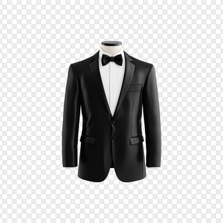 PSD el clásico traje de tuxedo negro aislado sobre un fondo transparente