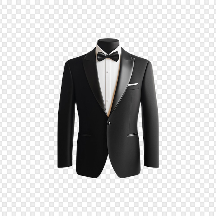 PSD el clásico traje de tuxedo negro aislado sobre un fondo transparente