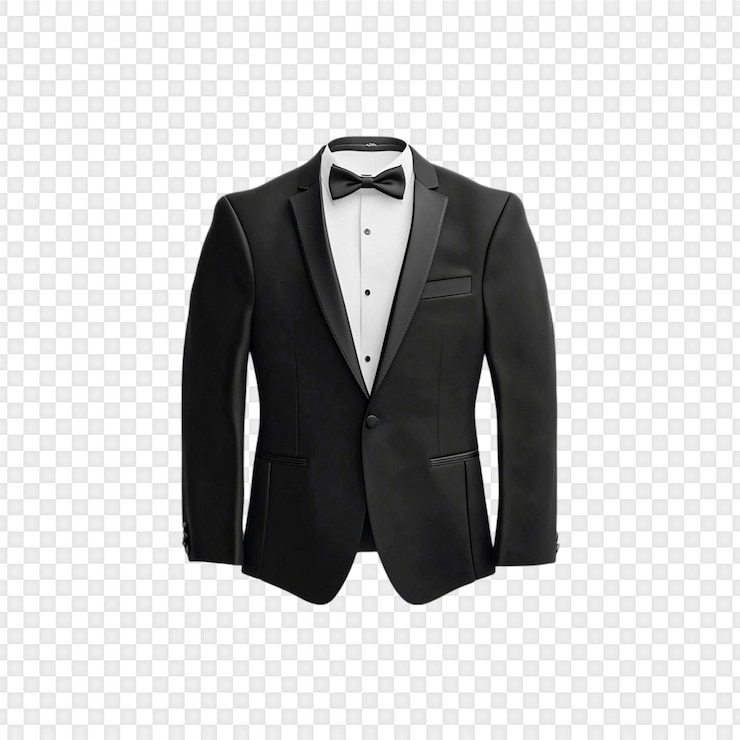 PSD el clásico traje de tuxedo negro aislado sobre un fondo transparente