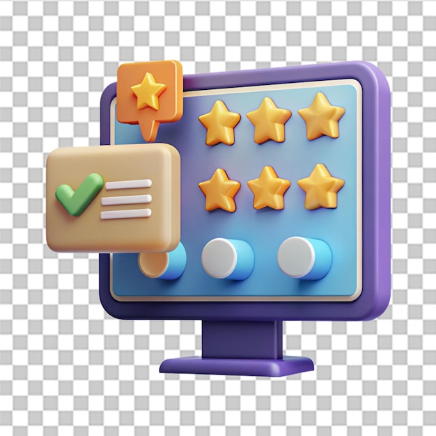 Clasificación de las críticas de los clientes en la pantalla del monitor Vea las calificaciones de las burbujas de habla comentarios rastreados ilustración vectorial 10 eps