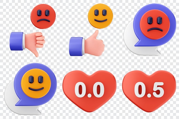 Clasificación de retroalimentación 3D estrellas Satisfacción del cliente conjunto de íconos