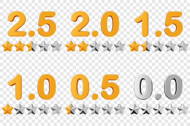 Clasificación de retroalimentación 3D estrellas Satisfacción del cliente conjunto de íconos