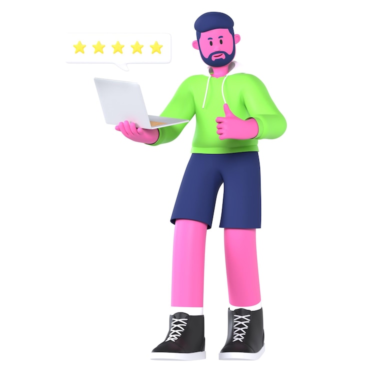 PSD clasificación de retroalimentación del cliente de la agencia de personajes masculinos 3d