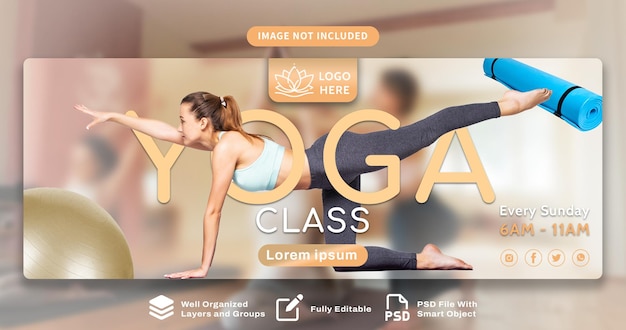 Classe de ioga mídia social web banner modelo de design