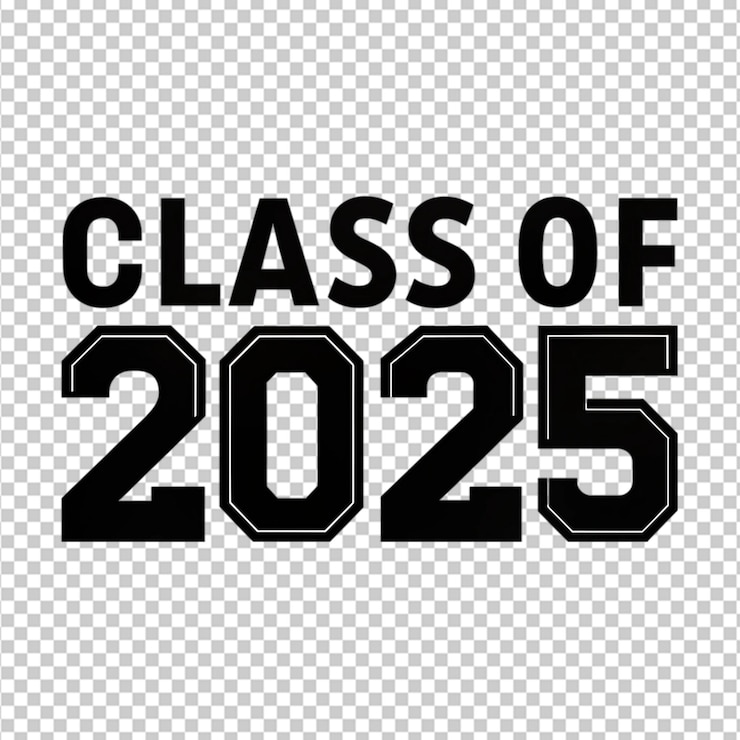 PSD classe preta simples de 2025 em fundo transparente