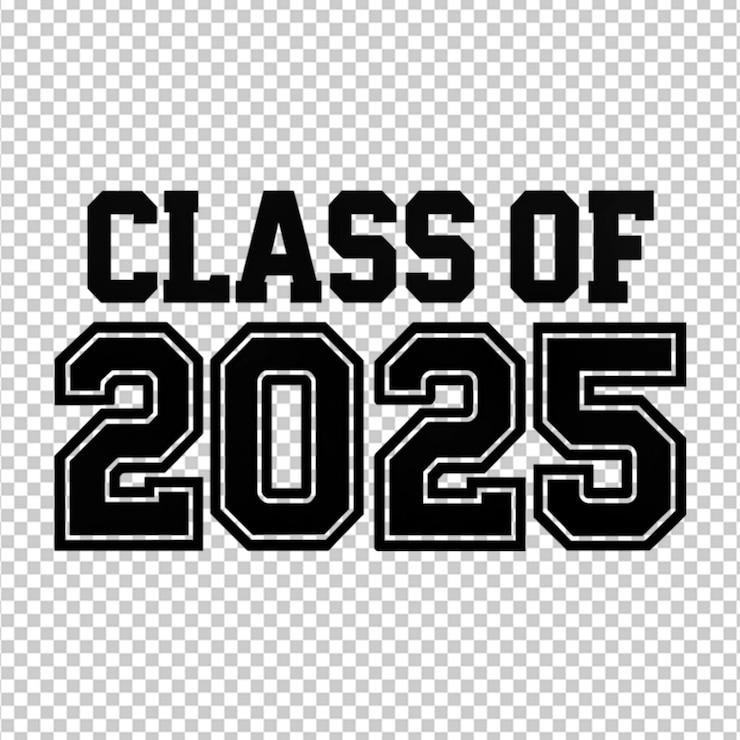 PSD classe preta simples de 2025 em fundo transparente