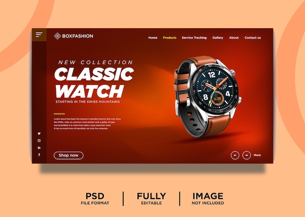 PSD classic landing page vorlage für markenprodukte