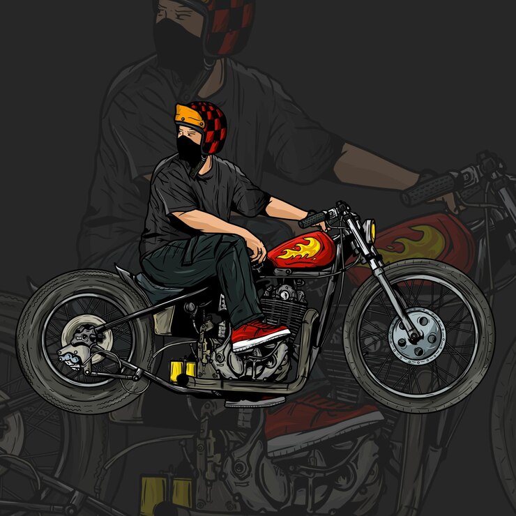 PSD classic motorcycle illustration