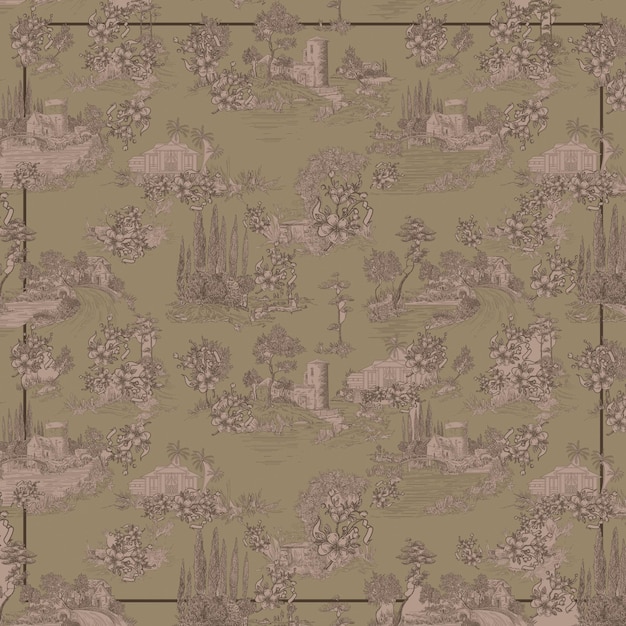 Classic Toile de Jouy Landscape
