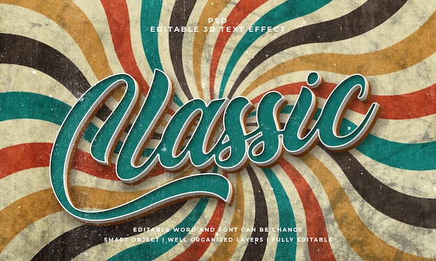 PSD classic vintage psd 3d bearbeitbarer texteffekt mit hintergrund