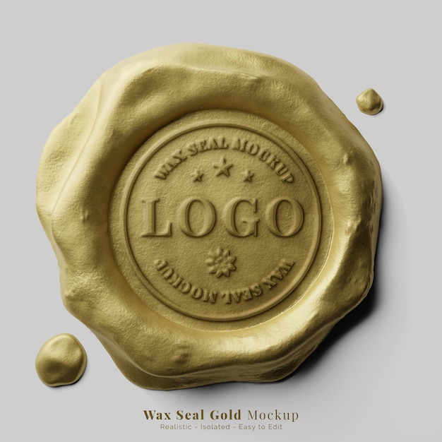 clássico redondo dourado gotejando cera carimbo de vedação modelo de efeito de texto de logotipo