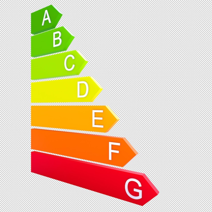 PSD classificação energética com barras de setas renderização 3d
