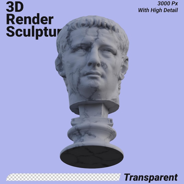 PSD claudius-statue 3d rendert isoliert perfekt für ihr design