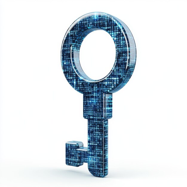 Clave digital con patrón de código binario que simboliza la ciberseguridad y la protección de datos en tecnología