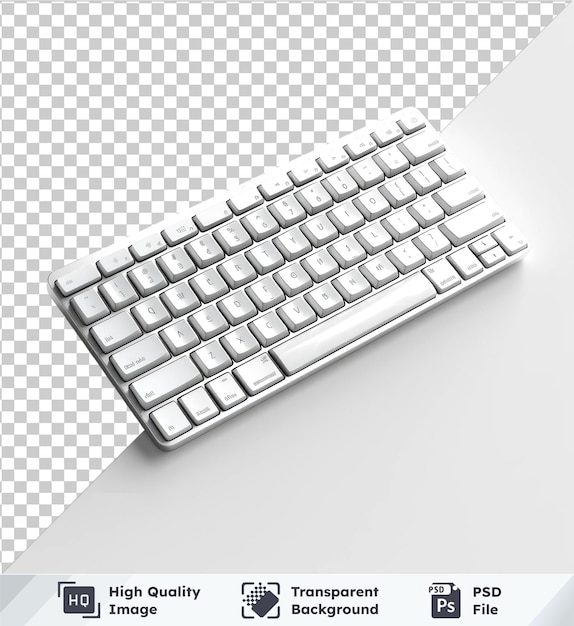 PSD clavier blanc isolé sur un fond transparent