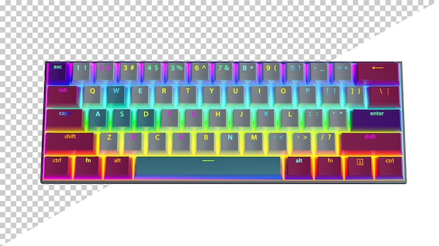 Clavier de jeu avec lumière RVB rendu 3d Clavier rétroéclairé Clavier coloré