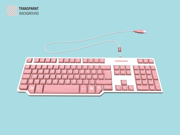 Clavier PSD rose illustration de dessin animé en 3D