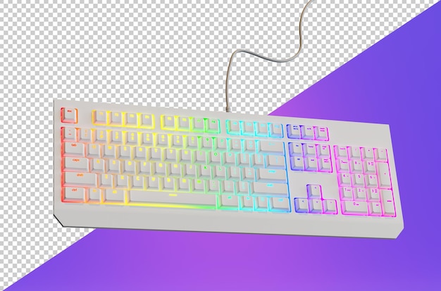 Clavier Rétroéclairé Clavier De Jeu Blanc Avec Lumière Rvb Rendu 3d Clavier Coloré