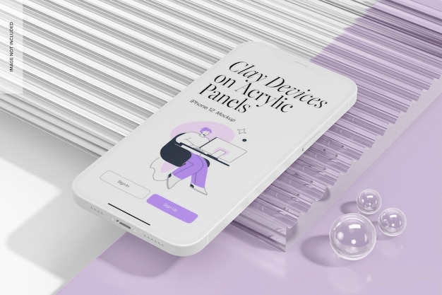 Clay iPhone 12 no pódio Mockup