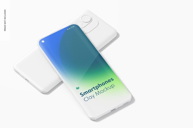 Clay smartphones mockup, perspektive