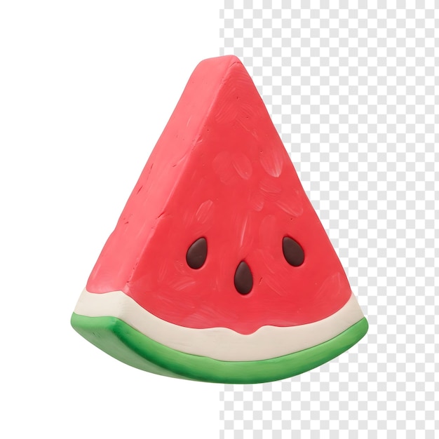Clay Watermelon Slice isolated with transparent background clay style 3D Render