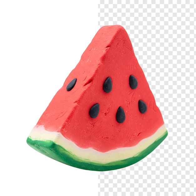 Clay Watermelon Slice isolated with transparent background clay style 3D Render