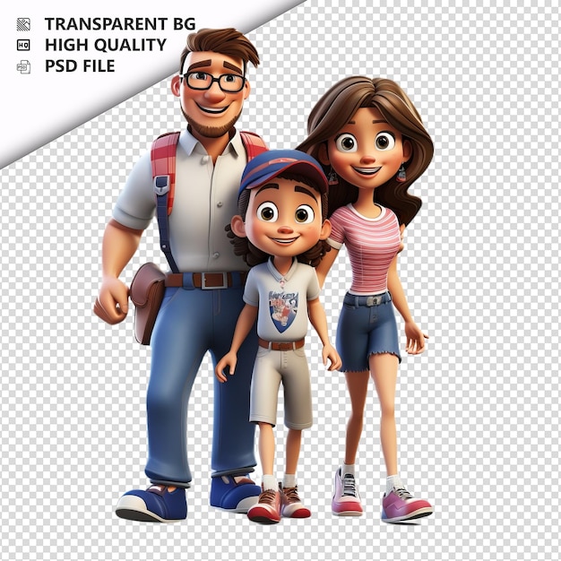 PSD clean american family 3d cartoon estilo fundo branco i