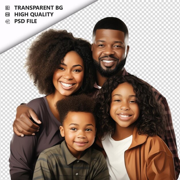 PSD clean black family estilo ultra-realista com fundo branco