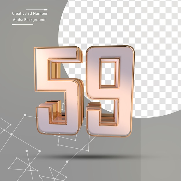 Clean gold 3d number 59