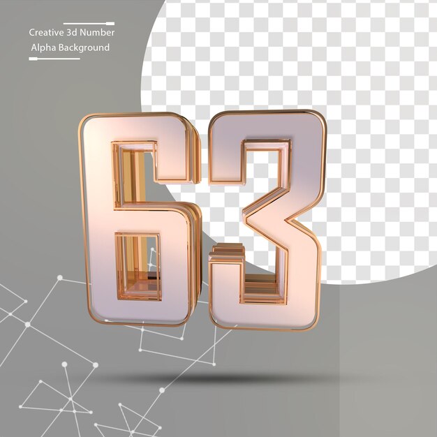 Clean gold 3d number 63