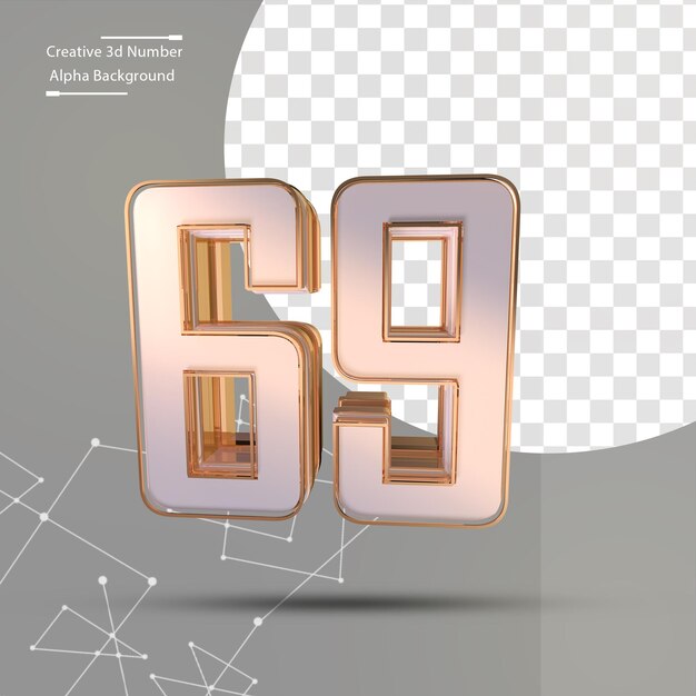 Clean gold 3d number 69