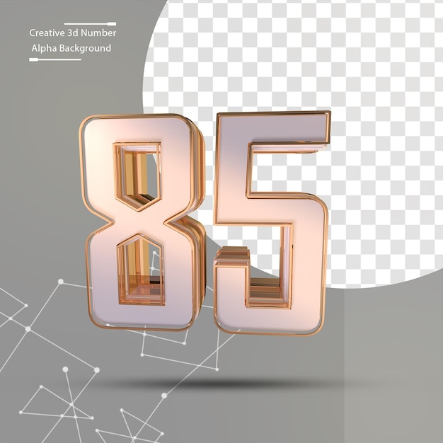 Clean gold 3d number 85