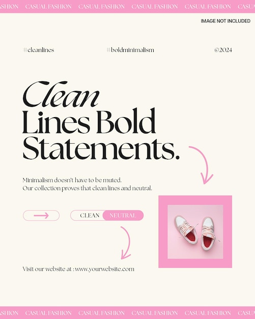 Clean Line Fashion Schuhe Werbe-Design für soziale Medien und Instagram Post Vorlage PSD