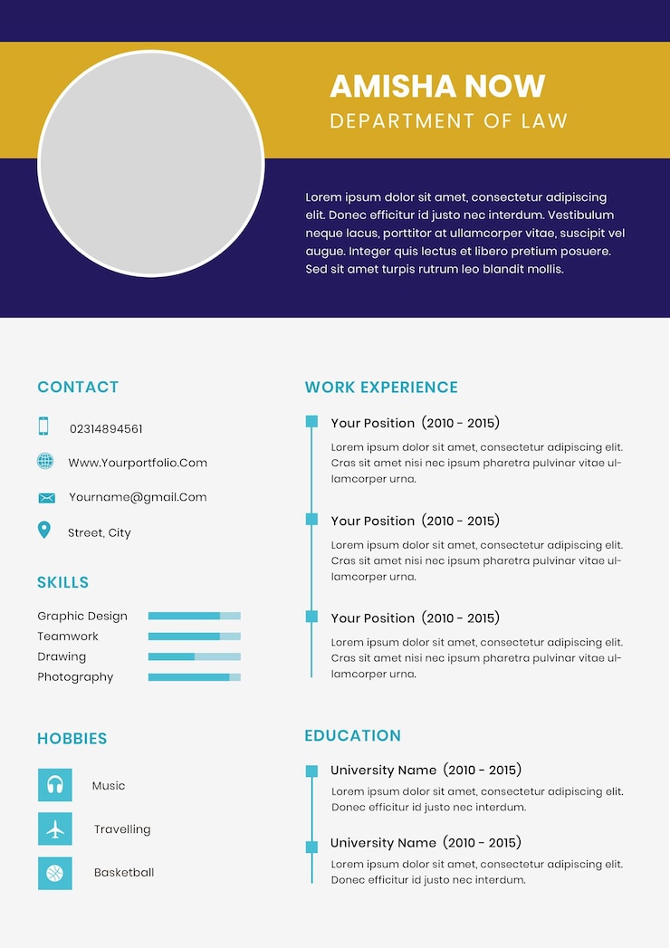 PSD clean modern resume and cover letter layout vector template for business job applications