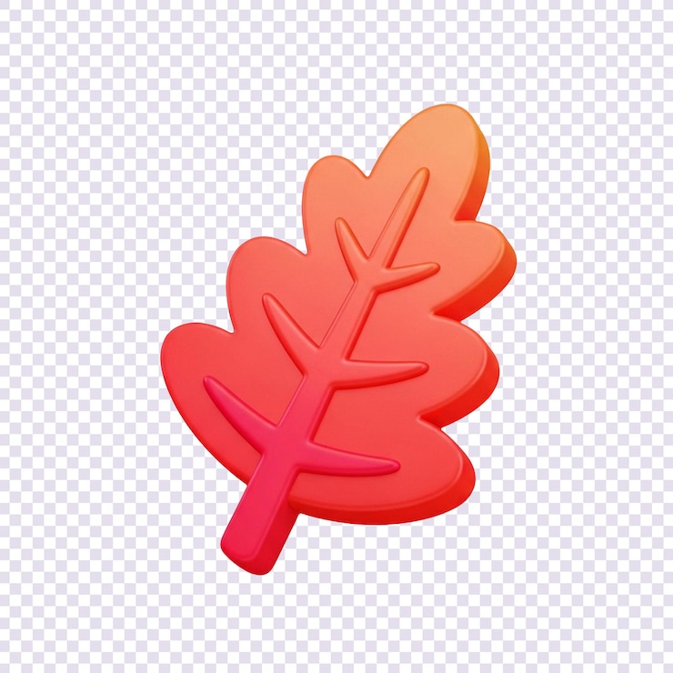 PSD clean red autumn leaf cartoon 3d illustration